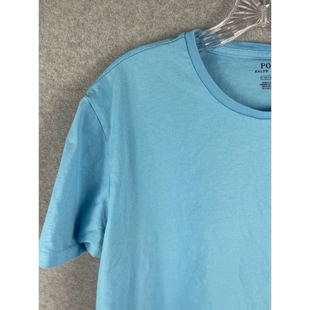 Polo Ralph Lauren Basic T Shirt Mens L Blue Aqua Yellow Pony‎ Short Sleeve Crew